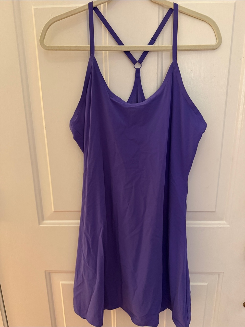 Outdoor Voices Violet Strappy Athletic Dress with Ring Back and built in shorts